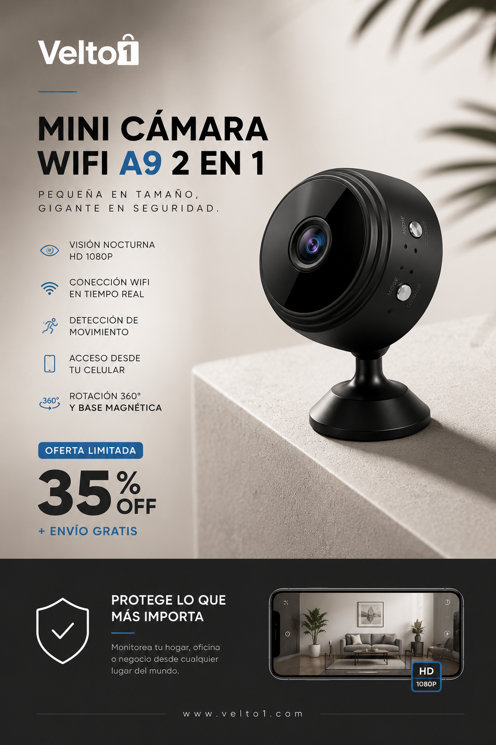 Mini Cámara WiFi A9 - Promocion de 2 unidades