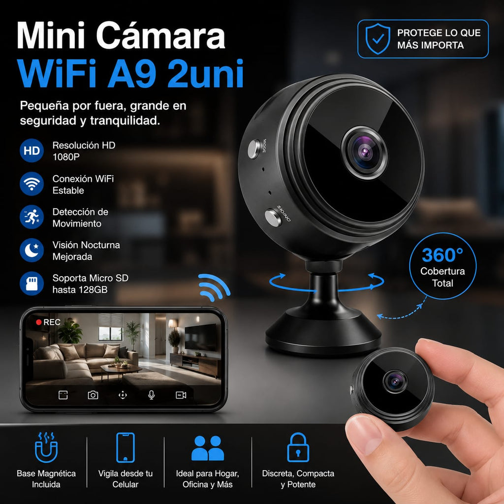 Mini Cámara WiFi A9 - Promocion de 2 unidades